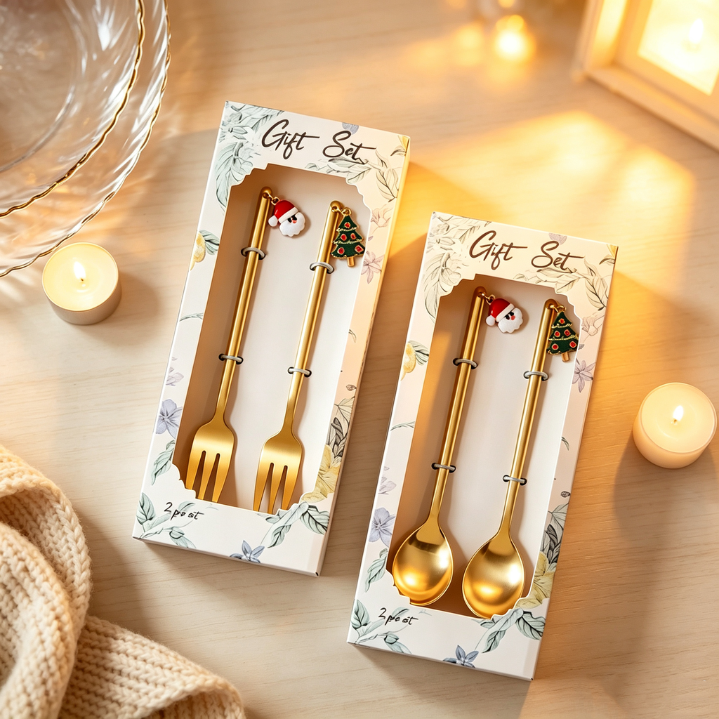 Christmas Pendant Stainless Steel Spoon & Fork Gift Set
